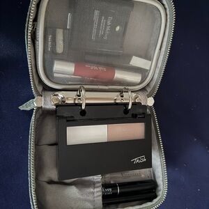 Trish McEvoy Silver Makeup Case with Lip and Eye Essentials